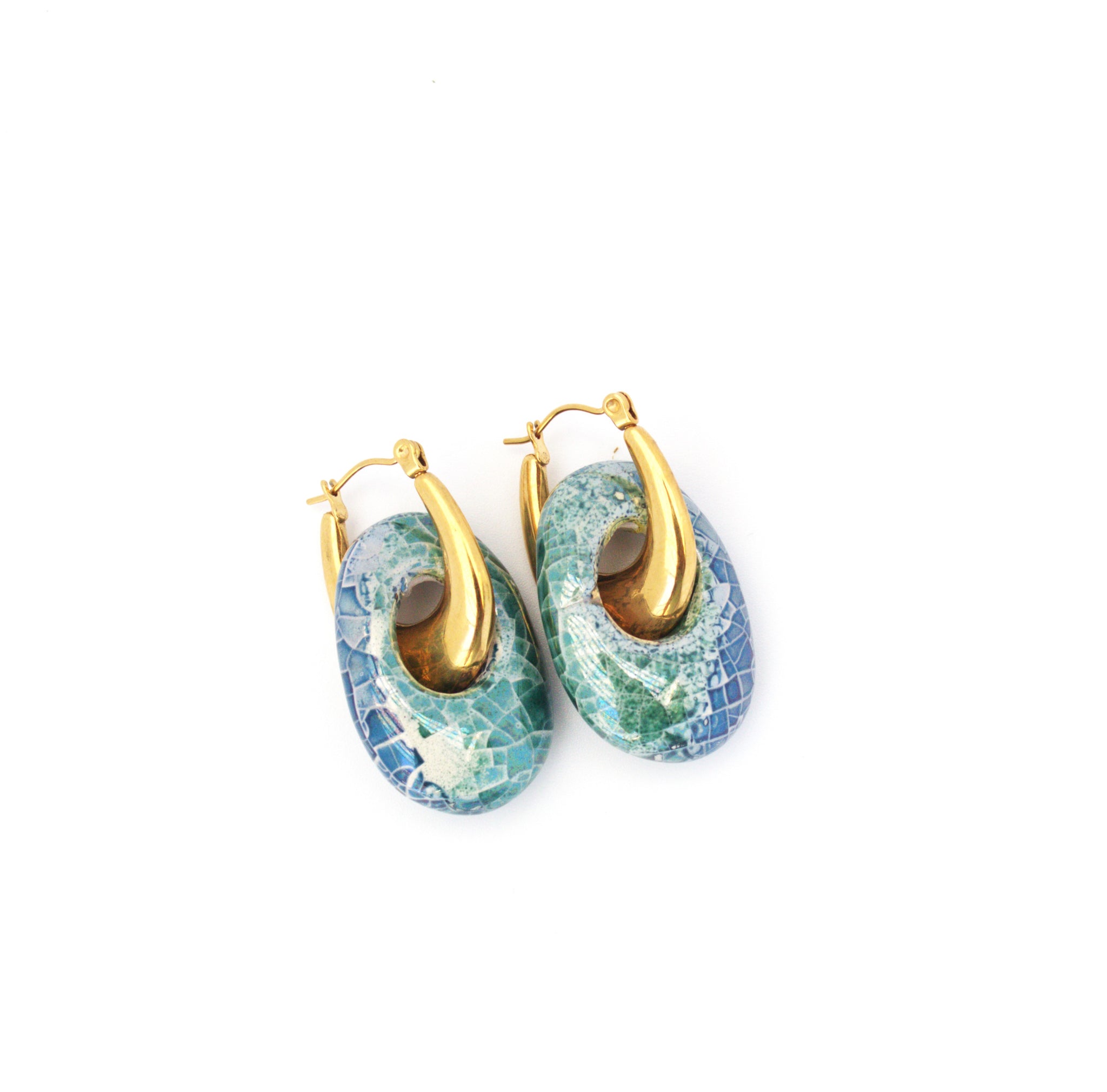 Earrings Ceramic Ocean Blue