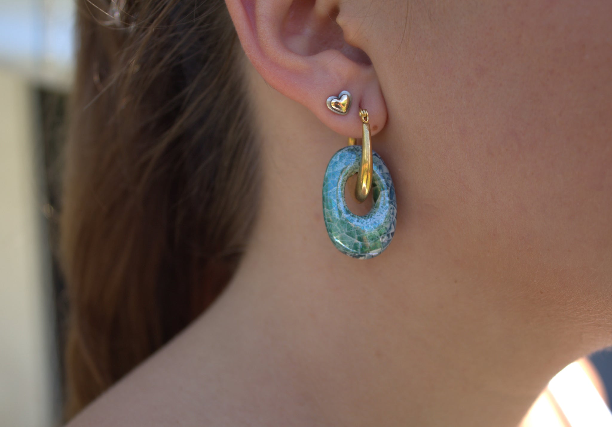 Earrings Ceramic Ocean Blue