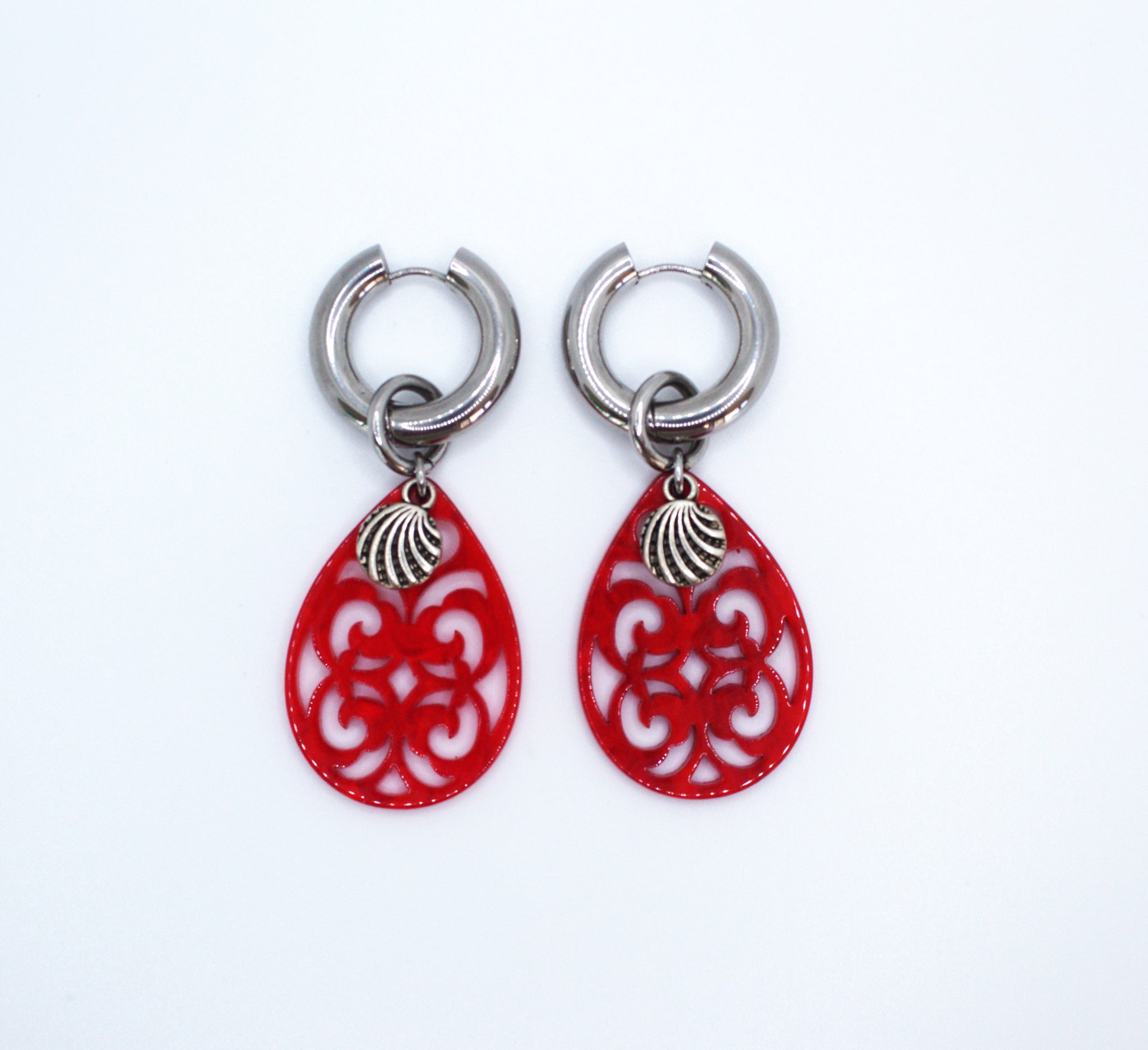 Earrings Sunschasers with red color resin