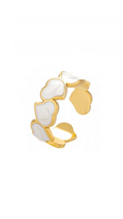 Ring waterproof with enamal. 18krt goldlayer. Adjustable.