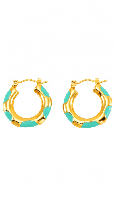 Hoop earrings waterproof aqua gold