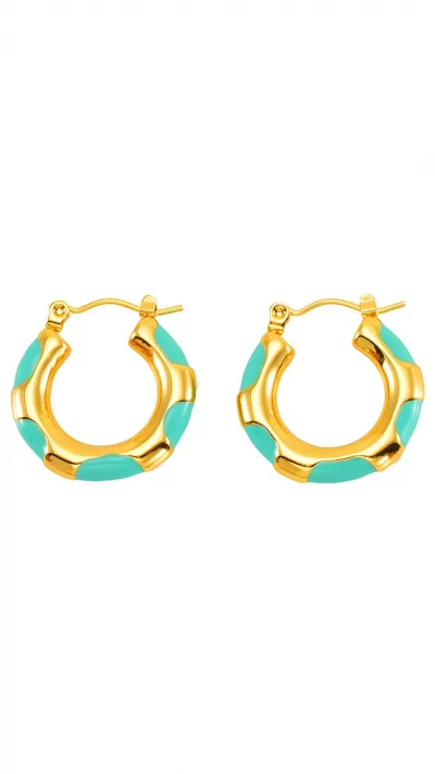Hoop earrings waterproof aqua gold
