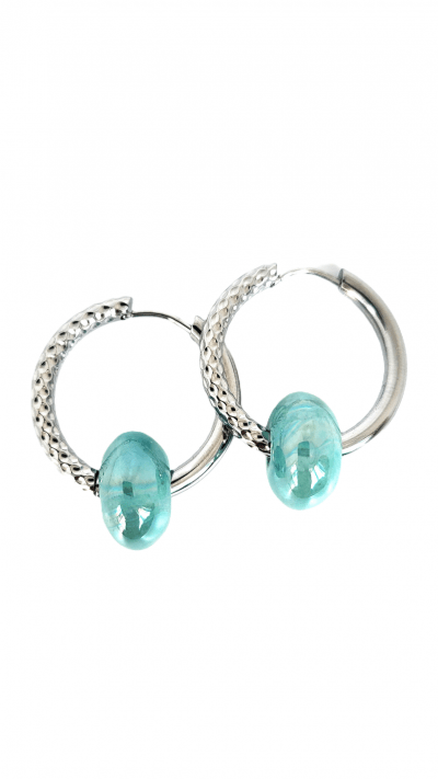 Hoop earrings with ceramic beads