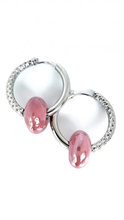 Hoop earrings with ceramic beads