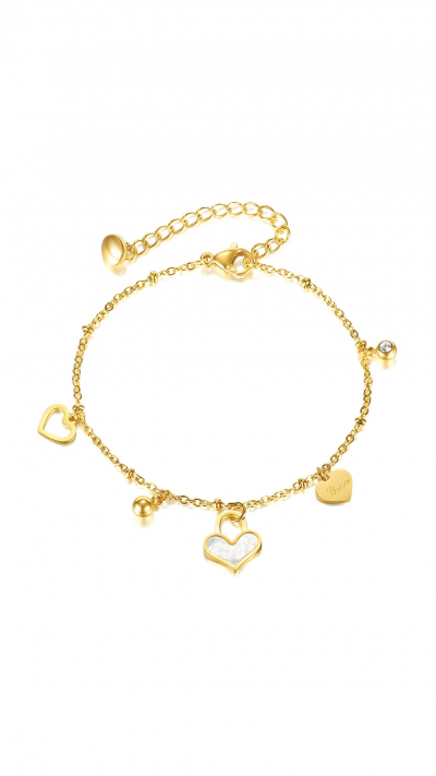 bracelet waterproof. Premium stainless steel Bracelet with charms with 18krt gold layer. Non-tarnish.