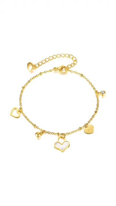 bracelet waterproof. Premium stainless steel Bracelet with charms with 18krt gold layer. Non-tarnish.